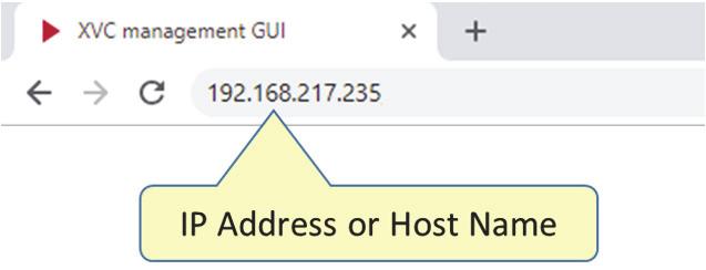 3. IP Method 드롭다운목록에서 DHCP 를선택하고 Apply 를클릭합니다. 인코더가 DHCP 서버에서네트워크설정검색을시도합니다. 섹션 5.1.2 에설명된대로할당프로세스중에인코더전면패널에있는 LED 가응답합니다. 네트워크설정을검색하면위그림 6 에표시된대로 XVTEC Management Tool 의기본창에새설정이표시됩니다. 4.1.2 인코더액세스 웹기반사용자인터페이스를사용하여 X500E 에액세스한후구성하려면아래그림과같이브라우저의주소표시줄에인코더장치의 IP 주소를입력합니다.