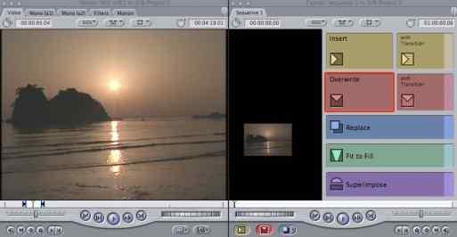 Edit Overlay 편집방법 편집하기 IN OUT 이결정되면편집을해야하는데방법이네가지가있다. 1. Viewer 의영상을 Canvas 로 Drag 하는방법 2.