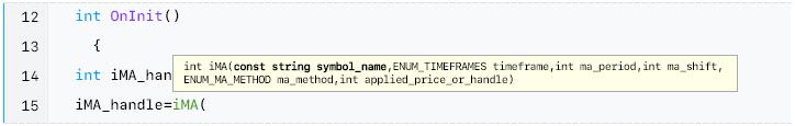 3. How to Add Indicators in EA 위의이미지와같이왼쪽에서오른쪽으로나열된파라미터를확인할수있습니다. 1. Symbol name ( 굵은글씨로표시 ) 은텍스트파라미터이며통화쌍을의미합니다.; 2. time frame; 3. indicator period ( 평균기간 ); 4.