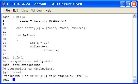 Break Point (cont d) gdb :