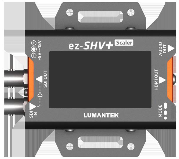 05. ez 컨버터 ez-shv+ HD-SDI 신호를 HDMI 신호로변환가능한컨버터제품으로 LCD 화면을통해입력신호확인이가능하며스케일러기능을지원하여출력해상도설정이가능합니다.