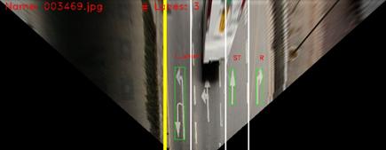 Fig. 11. Examples of lane detection except symbolic road marking detection or not examples of lane detection examples of lane detection with symbolic road marking detection, 11-,. 11-,,. 11-,,.. HOG-SP.