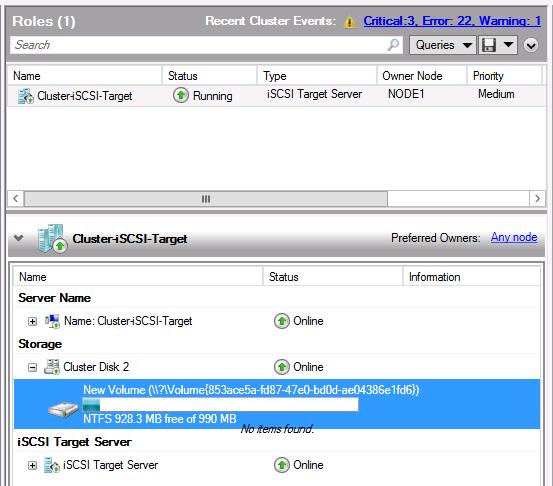 10 Resources 탭의 Cluster Disk 2