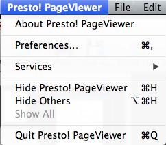 Presto! PageViewer 메뉴 Presto! PageViewer 메뉴에는다음과같은옵션이있습니다. Presto! PageViewer 정보 PageViewer 버전에대한정보를제공합니다. 기본설정 PageViewer 가 OCR 를처리하는데사용할언어를선택할수있습니다.