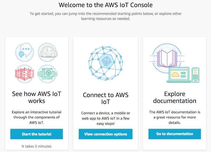 [ 그림 8] Amazon AWS IoT 콘솔화면 * 출처 : docs.aws..amazon.