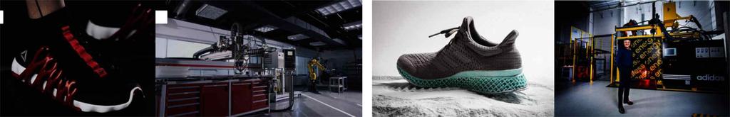 해당팩토리는액상 TPU를사출하는 FDM 프린터가신발의밑창과연결구조를성형하면이를로봇팔이다음생산라인으로이동시켜 밑창과갑피를결합하는심플한생산공정으로구성됨으로써, 패션산업에있어무인자동화생산공정시스템의구현및발전방향성을제시한성공적인사례로인식되고있다 ( Nike debuts, 2013; Young, 2017).