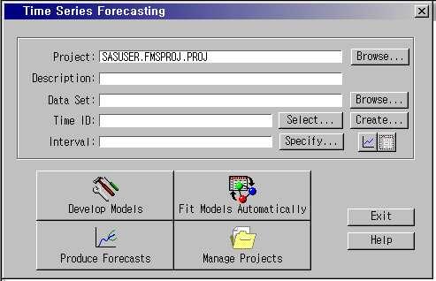 : 분석에이용할 Data Set 셋선택하기 Time Series Forecasting 창이나오면 Data Set : 옆에