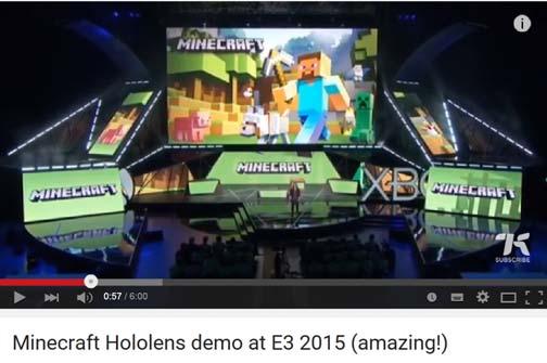 E3 2015 MS HoloLens 와 Minecraft 의만남 http://www.zdnet.co.kr/news/news_view.asp?