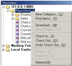 :,. RepositoryServer Open Repository Close Repository ServerList.