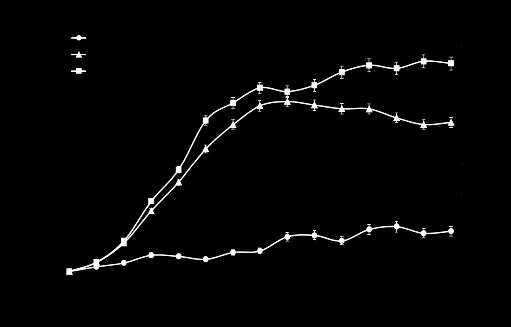 ) (one-way ANVA) (Regression Analysis) Duncan's multiple range test (Duncan, 955) (P<.5). 배양방법에따른성장 결과및고찰 E. gracilis, Fig.