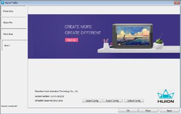 2. Huion Tablet 화면이나타나면디지털펜사용에대한환경을설정하십시오.