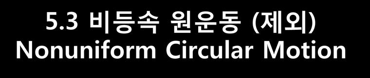 5.3 비등속원운동 ( 제외 ) Nonunifor Circular Motion 일정하지않은속력으로원형궤도를그리는원운동의가속도 :