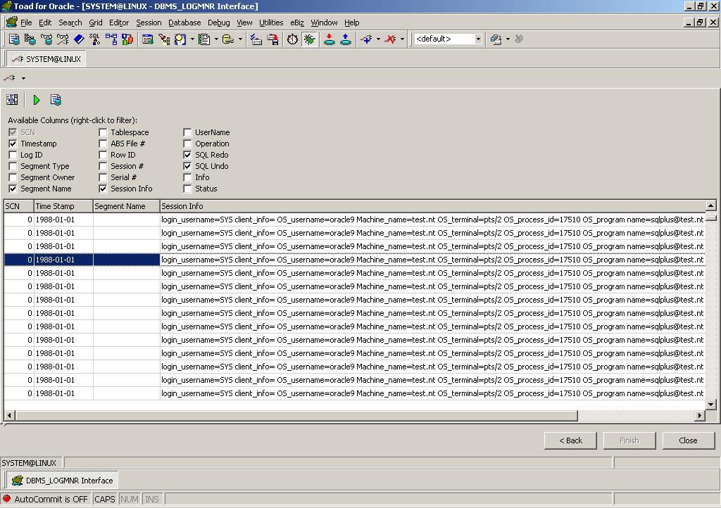 (Username) 실행된 SQL 정보 (SQL REDO) ROLLBACK 할 SQL 정보 (SQL_UNDO)