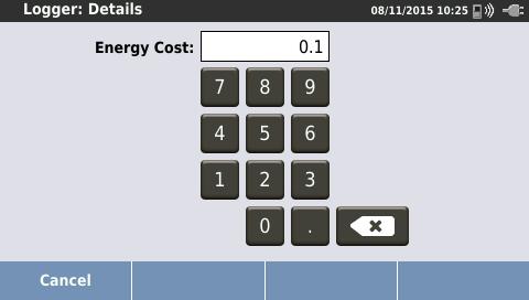 energy cost Cost per kwh Add notes