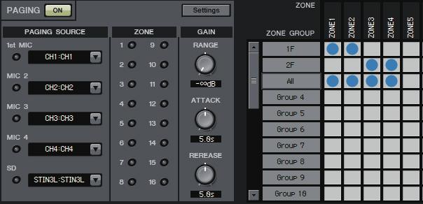 ZONE 화면의 PAGING 화면에서 2 단계에서지정된 1 순위마이크의입력을 1st Mic 에할당합니다.