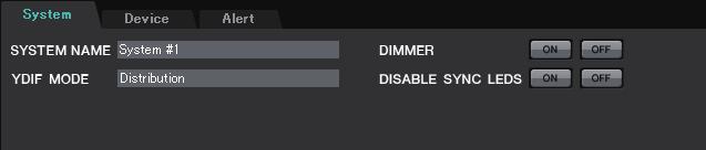 [System] 탭 제 3 장프로젝트화면 [System] 탭 MTX/MRX 시스템에관한정보를표시합니다. [SYSTEM NAME] Device Configuration Wizard 대화상자의 [SYSTEM NAME] 입력상자에입력한시스템이름을나타냅니다.