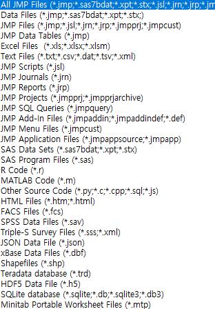 조정후 Import 를 click 하면아래와같이 JMP Data Table 이생성됨 2. 아래와같은 Excel Data 가있다고가정 3.