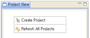 2. 프로젝트생성 작업을하기위해우선프로젝트를생성해야한다. 1. [Project View] 에서빈공간을선택하고오른쪽마우스를클릭한후메뉴에서 [Create project] 를선택한다. [ 그림 2.