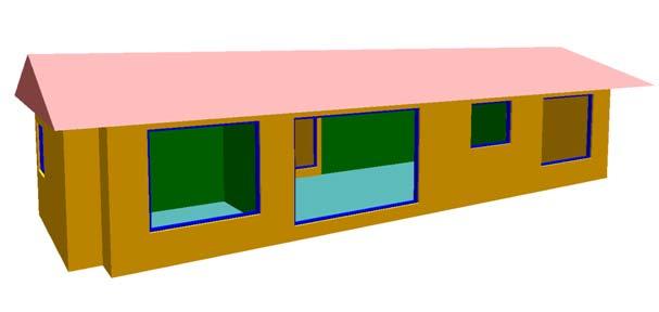 에대한연간냉난방에너지사용량을분석한결과는 Fig.2, Table 3 와같다. (a) Plane modeling Fig. 3 Annual heating and cooling energy consumption by Window Type and SC. (b) 3D Modeling Fig.