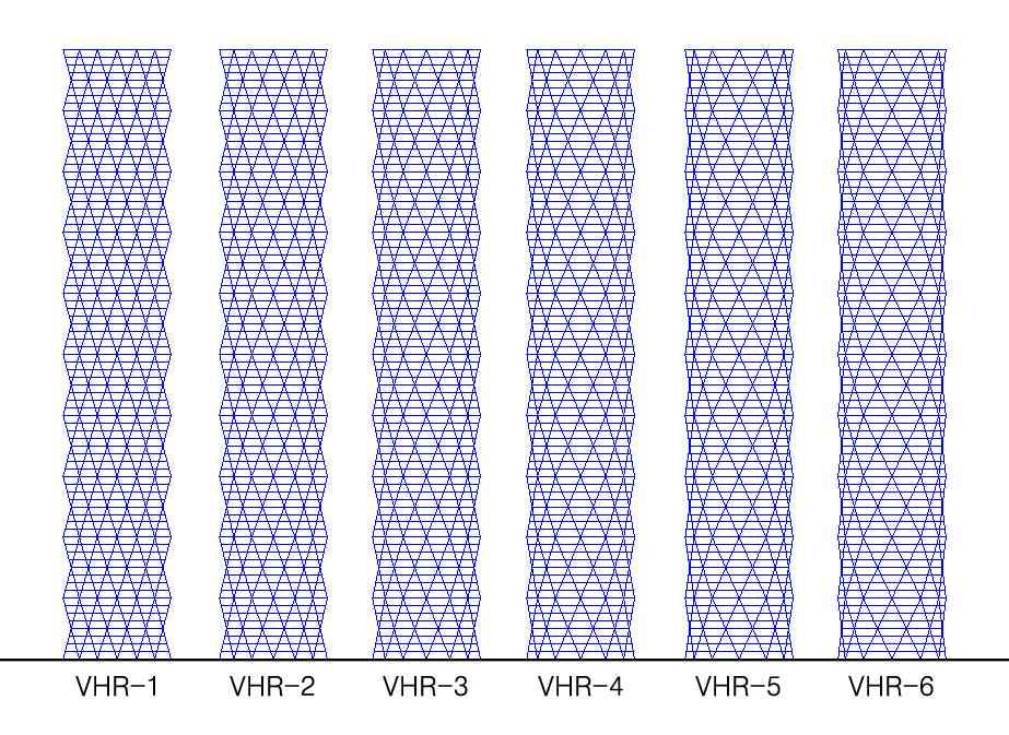 1) 적용예제 VH1 적용예제 VH1은평면의형상이사각형인경우로한변의길이가 인 80층의구조물에대해너비방향으로 Varying Angle 형상최적화설계기법을적용하였다.