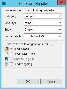 Send SNMP Trap 또는 Send to Syslog로알림을구성할수도있습니다. 그림 7. XtremIO Edit Event Handler 창 7. XtremIO 스토리지관리애플리케이션에서 Administration 아이콘을클릭합니다. 8.