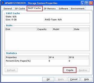 b. 그림 8 에서와같이 Storage System Properties 대화상자에서 FAST Cache 를선택하여 FAST Cache 정보를표시합니다.