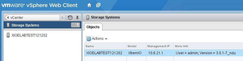 그림 14 의예에서는 XtremIO 스토리지가 추가되었으며 vsphere Web Client 에서이스토리지를관리할수있습니다. 그림 14.