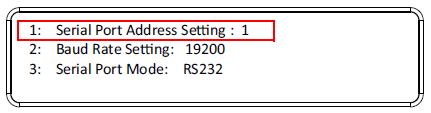 Serial Port Address Setting 을시리얼포트설정하위메뉴에서 1 을눌러선택하십시오 : 2.