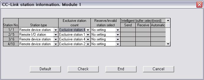2) Station information setting : 슬레이브국의네트워크매개변수를설정합니다.