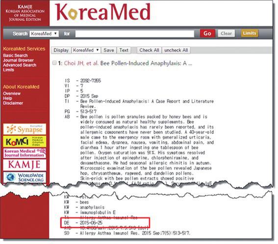 aim/scope,, key word MeSH, KoreaMed 학술지 2 종추가 MEDLINE 진입 KoreaMed 학술지인 Cancer Research and Treatment, Asian Nursing Research 2 종이이번 8 월에 MEDLINE 에등재되었습니다. 현재 MEDLINE 에등재된의편협회원학술지는모두 20 종입니다.