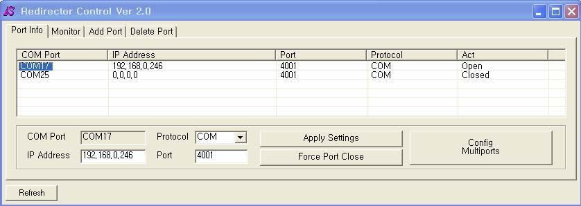 5 장. 사용하기 포트강제닫기 (Force Port Close) Redirector COM 포트를사용하는응용프로그램의오류로인해, Redirector COM