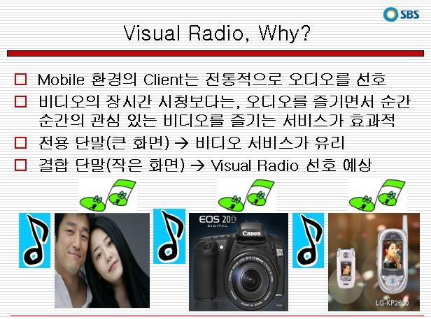 Motivation of T-DMB Visual Radio Mobile service consumers traditionally prefer audio services.