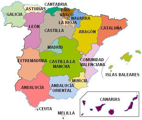 Notas culturales 스페인과라틴아메리카의이해 1. 스페인의 17개자치지역스페인은지중해와대서양이교차하는유럽남서부에위치하고있으며남으로는아프리카를, 북으로는프랑스를마주하고있다.