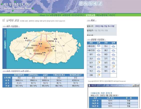 1100 도로및 5 16 도로의기상상황을알려줌 첨단교통모델도시웹사이트 대전광역시 : traffic.metro.daejeon.