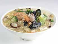 seafood and vegetables in white broth Noodles