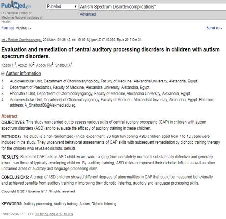 PubMed 소개및특징 MeSH 색인및검색어 MeSH 변환과정 MeSH 색인 검색어 MeSH 변환 "autistic