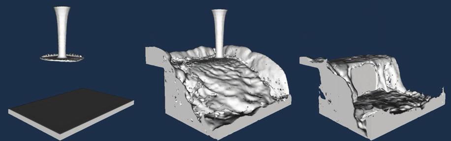 (a) Water splash (b) Water pouring off a box cliff Figure 14: Results with Ando s method [40].