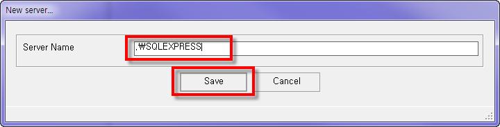 표시된화면의 Server Name 항목에.\SQLEXPRESS 를입력한후 [Save] 버 튼을선택한다.