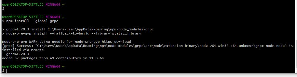 개발환경구축 28/64 Once this is done, you should also install the NPM GRPC module with the following command: NPM 은 Node