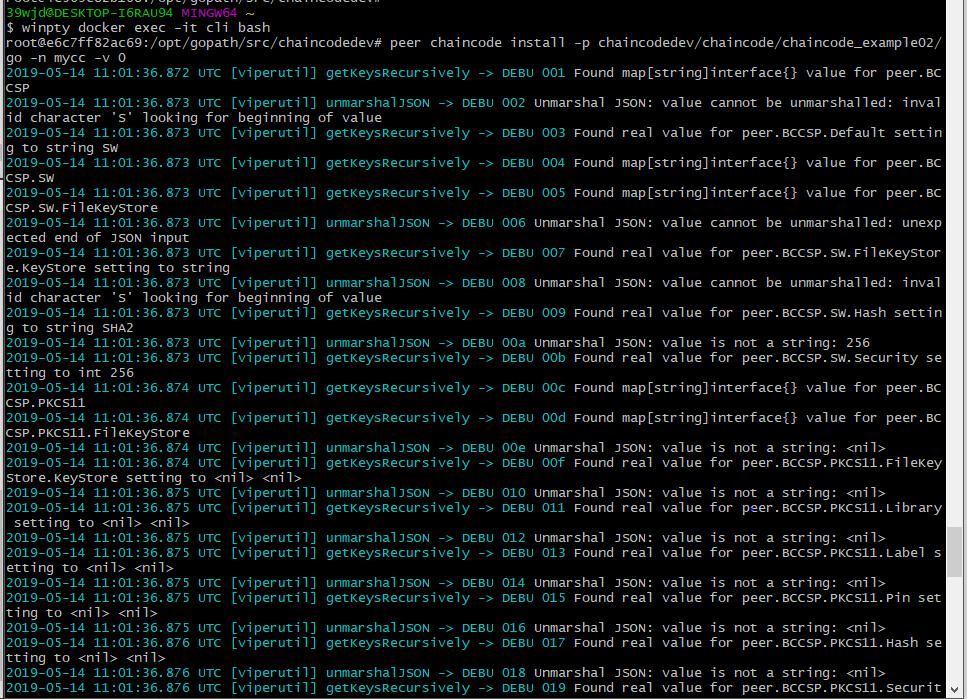 Chaincode install Terminal 3 58/64 peer chaincode install