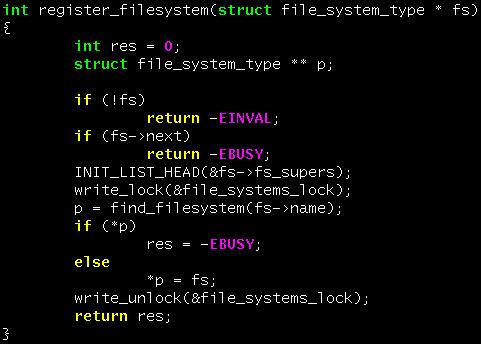파일시스템등록 64 register_filesystem()
