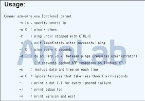 [ 그림 9] arp-ping.exe 옵션 arp-ping.exe 파일은공격자가내부네트워크에위치한시스템상태 확인등에악용할수있다. [ 그림 10] 은 setup_482.
