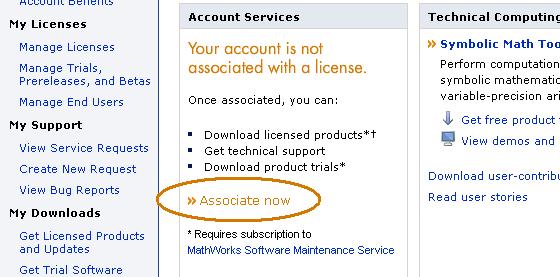 주의 : MathWorks Account( 계정 ) 를만들때는아래와같이 Academic Use 로꼭선택하셔야합니다. 비밀번호를재발급받으실경우에는아래의링크를통해다시받으실수있습니다. http://www.mathworks.com/accesslogin/forgotpassword.do Activation Key 를준비한다음 www.mathworks.com 에로그인하여 My Account 로 이동합니다.