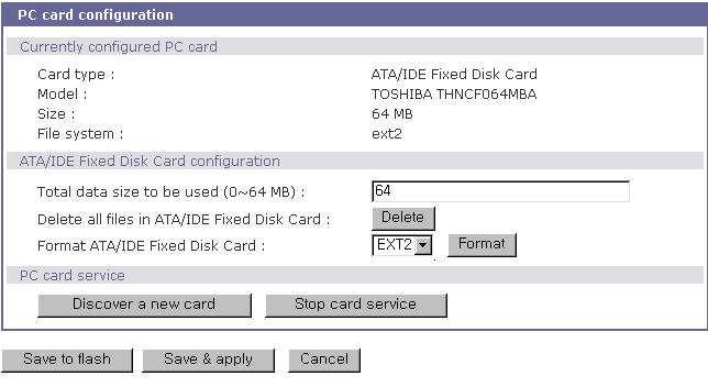 ATA/IDE Fixed Disk Card Configuration 사용자는시스템및시리얼포트로그를저장하기위해 PC ATA/IDE fixed disk card를사용하는데필요한전체데이터크기를반드시설정해야합니다.