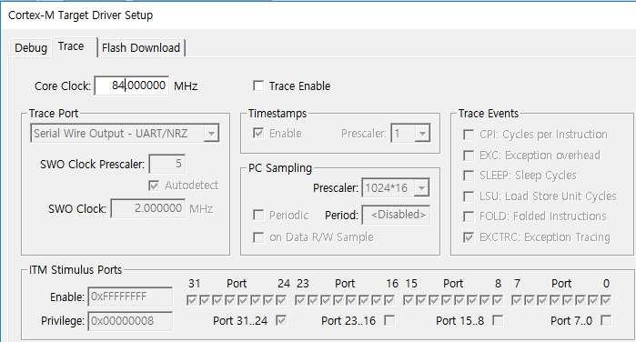 Trace 탭을클릭하면 Core Clock 필드에 CPU가사용하는클럭주파수가표시된다.