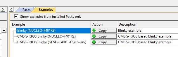 그림 2.27 팩설치자에서의예제소프트웨어팩선택 Blinky 예제를선택하고 Copy
