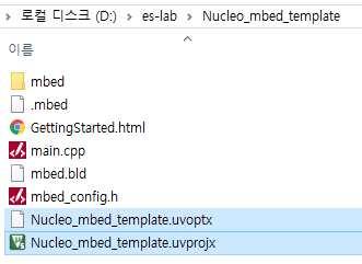 uvoptx 인파일의이름을동일하게 Nucleo_mbed_template 으로변경한다 ( 그림 3.23).