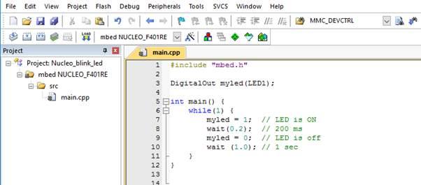 4. LED 제어 앞장에서 Nucleo STM32F401RE 보드의 LED를깜박이게하는프로젝트를 MBED 온라인컴파일러에서만들어서이미실행해보았다. 이제부터는본격적으로 MDK-ARM 툴을이용하여 Cortex-M4 마이크로컨트롤러를제어하는프로그래밍을시작한다. 4.