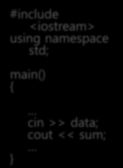 <iostream> main() using std::cin; cin >> data;