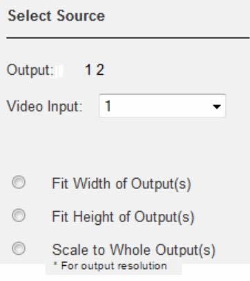 video 아이콘을클릭하여비디오를 on/off 합니다. 소스선택 옵션 설명 Select Source Output 아이콘을클릭하면소스선택메뉴가나타납니다. Outputs Input 설정변경을위해선택된출력을표시합니다.